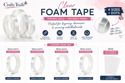 CT Double Stick clear foam Tape 12mm x 2 mm thickness